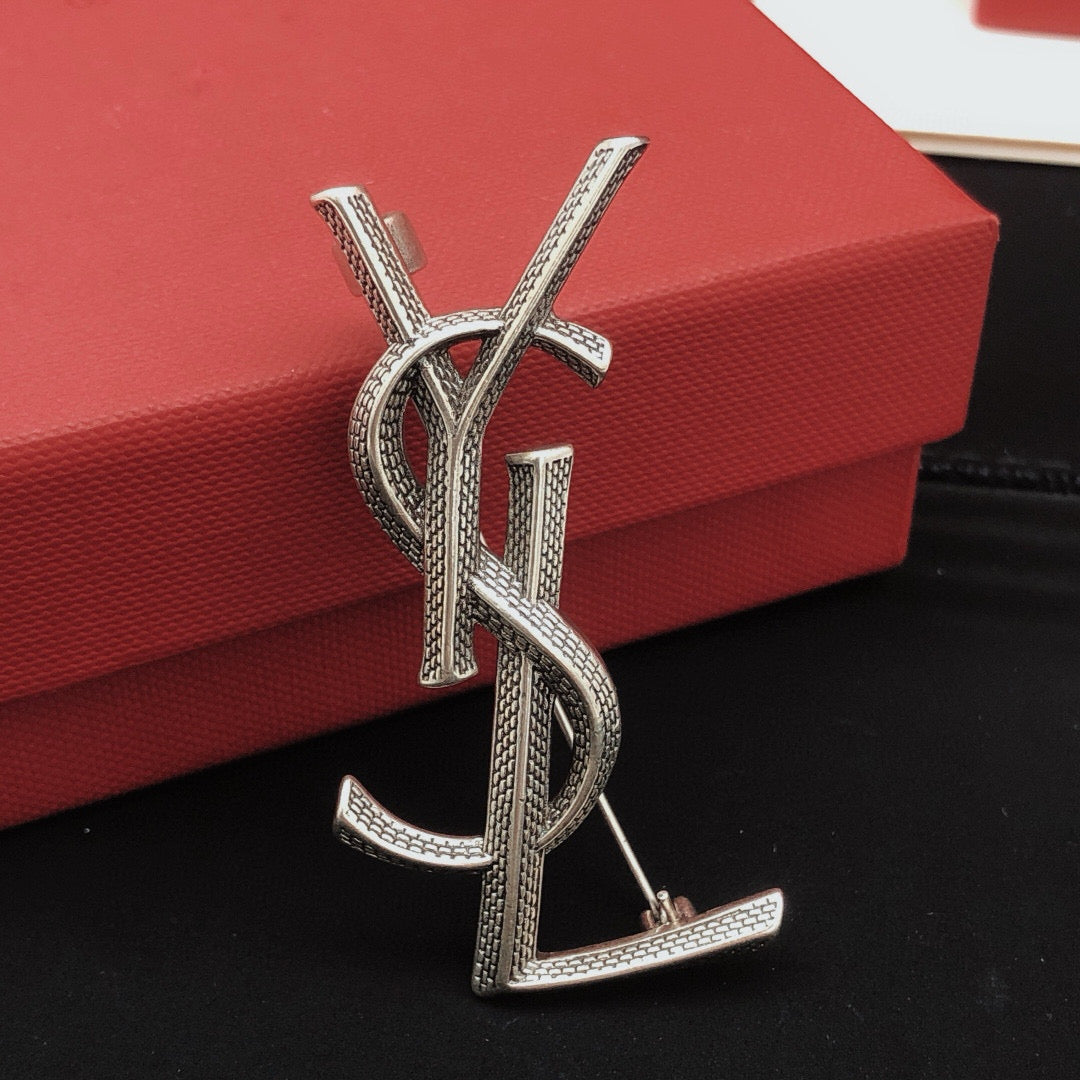 Snake-Scale Brooch in Silver-Tone close-up detail