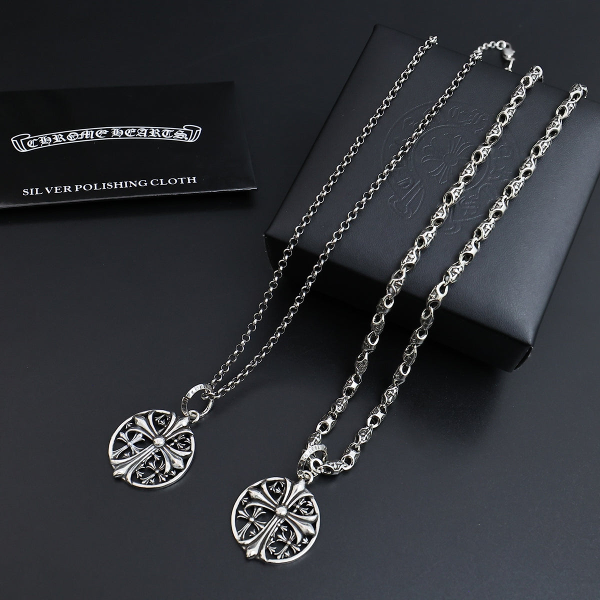 Gothic Emblem Pendant Necklace in Antique Silver-Tone – Design 20 main product view