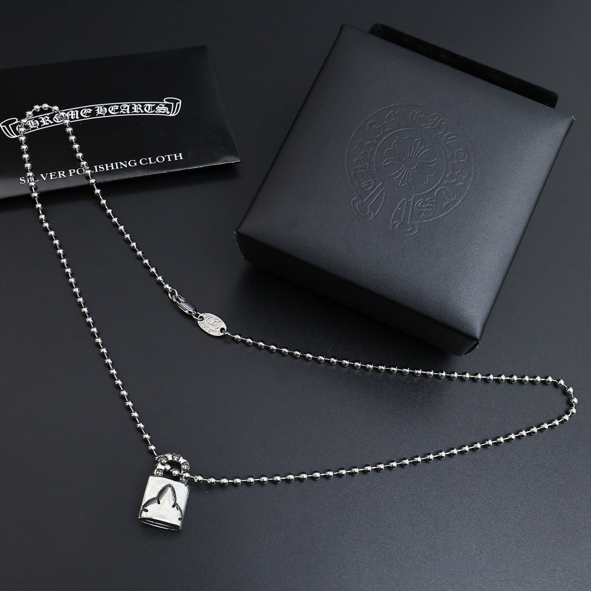 Gothic Emblem Pendant Necklace in Antique Silver-Tone – Design 18 side detail