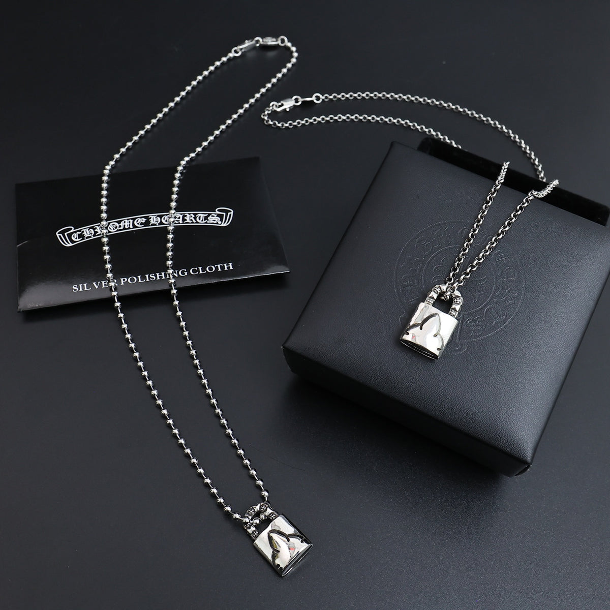 Gothic Emblem Pendant Necklace in Antique Silver-Tone – Design 18 main product view