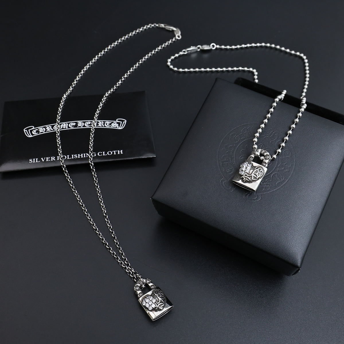 Gothic Emblem Pendant Necklace in Antique Silver-Tone – Design 01 main product view