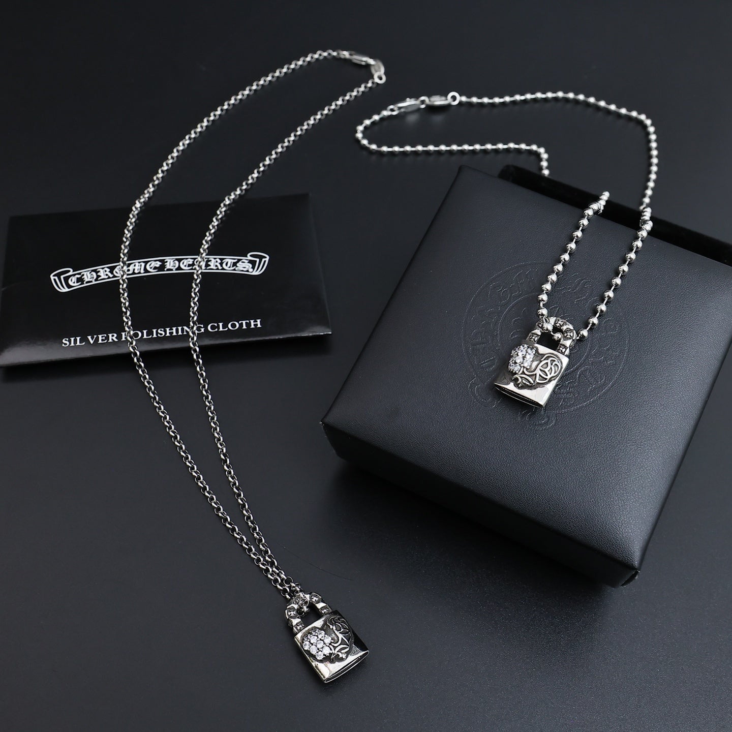 Gothic Emblem Pendant Necklace in Antique Silver-Tone – Design 01 main product view