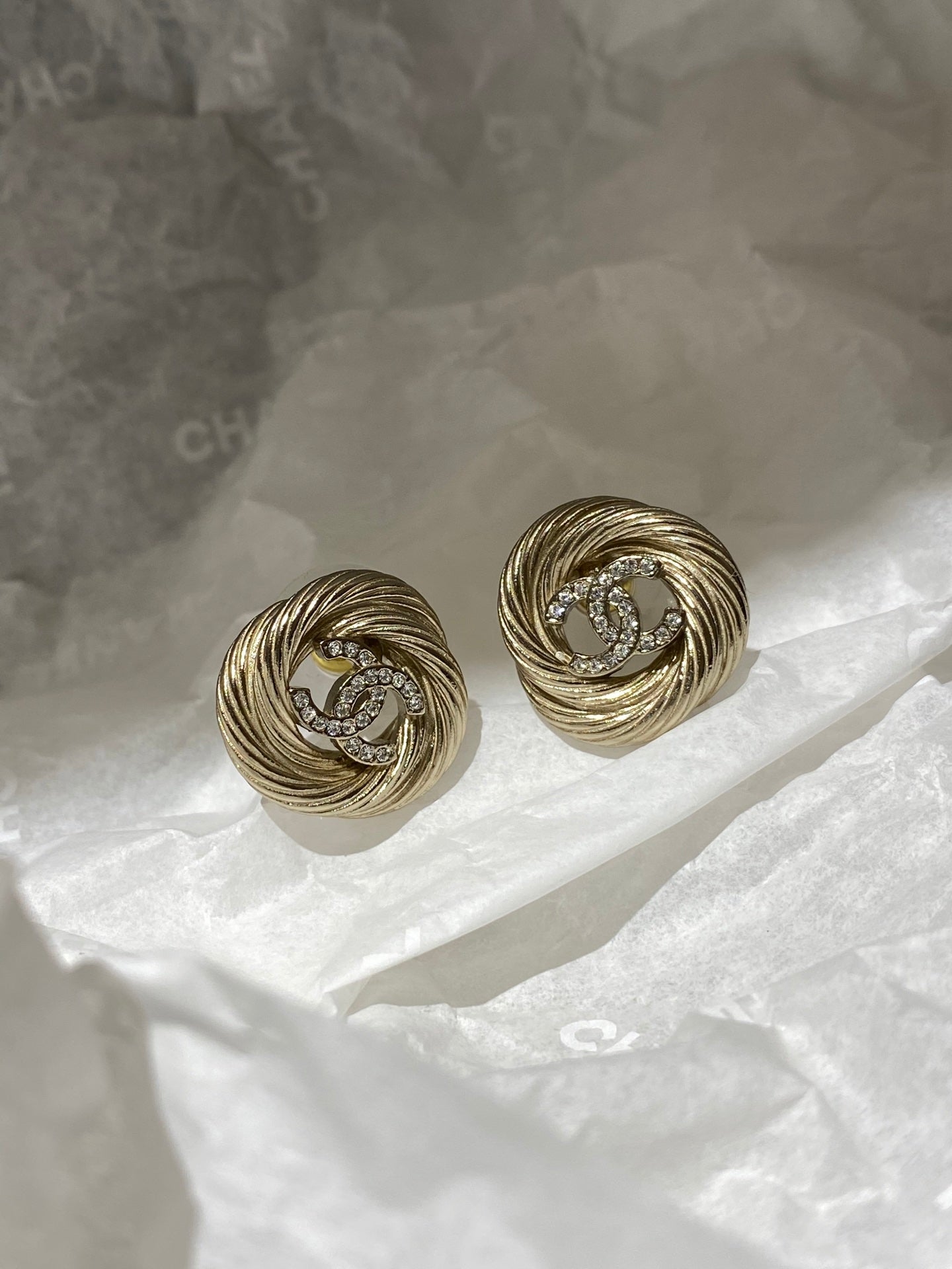 Signature Emblem Stud Earrings in Polished Metal-Tone – Design 067 front product view
