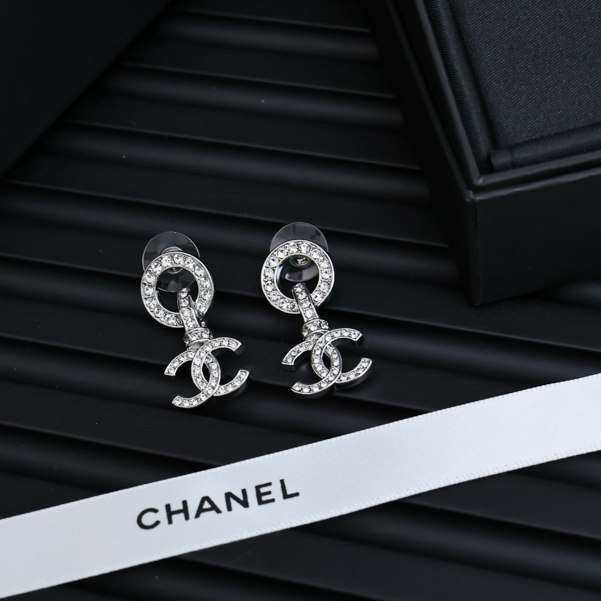 Double-C Emblem Crystal-Accent Statement Earrings – Design 028 styled product view