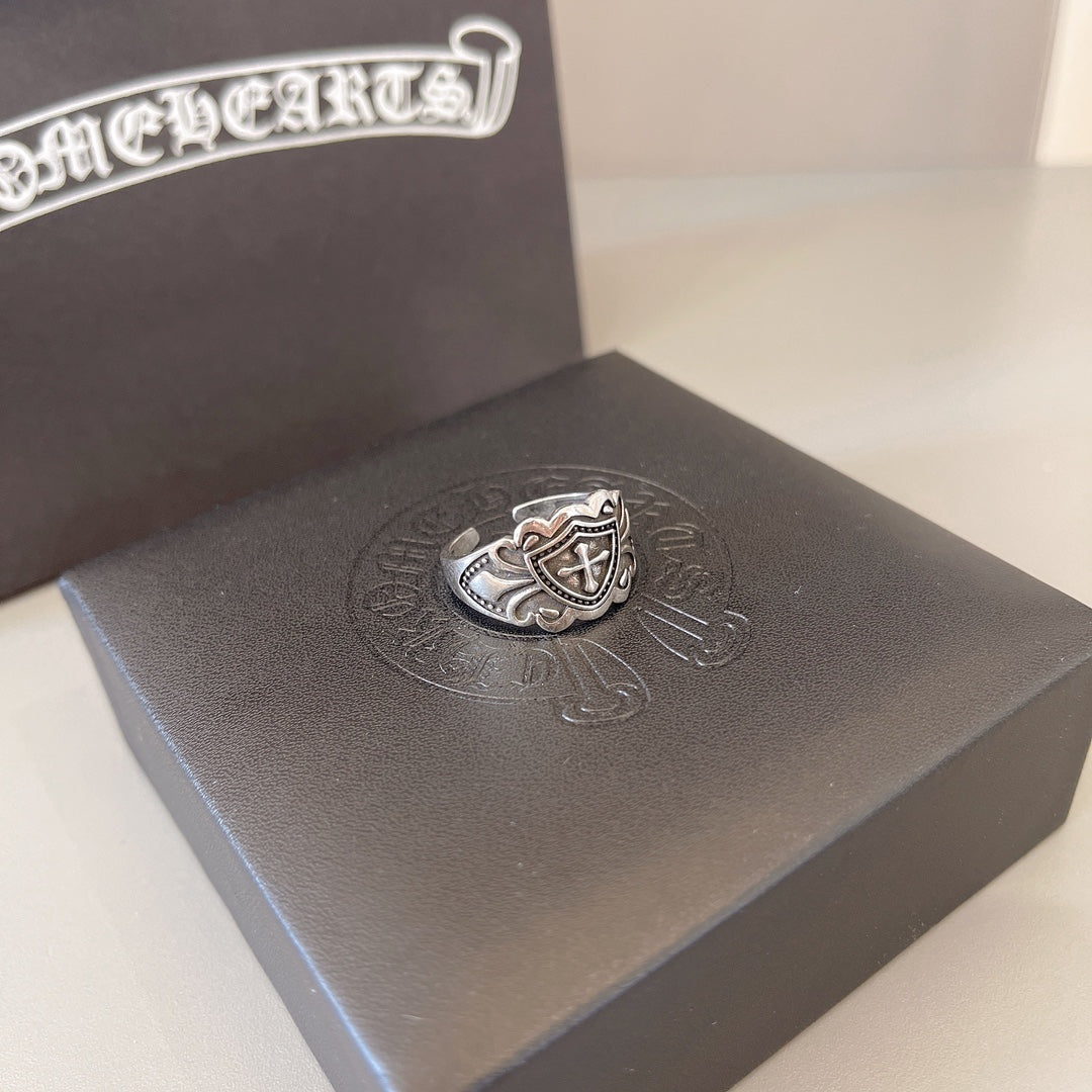Gothic Emblem Statement Ring in Metal-Tone – Design 02 front product view