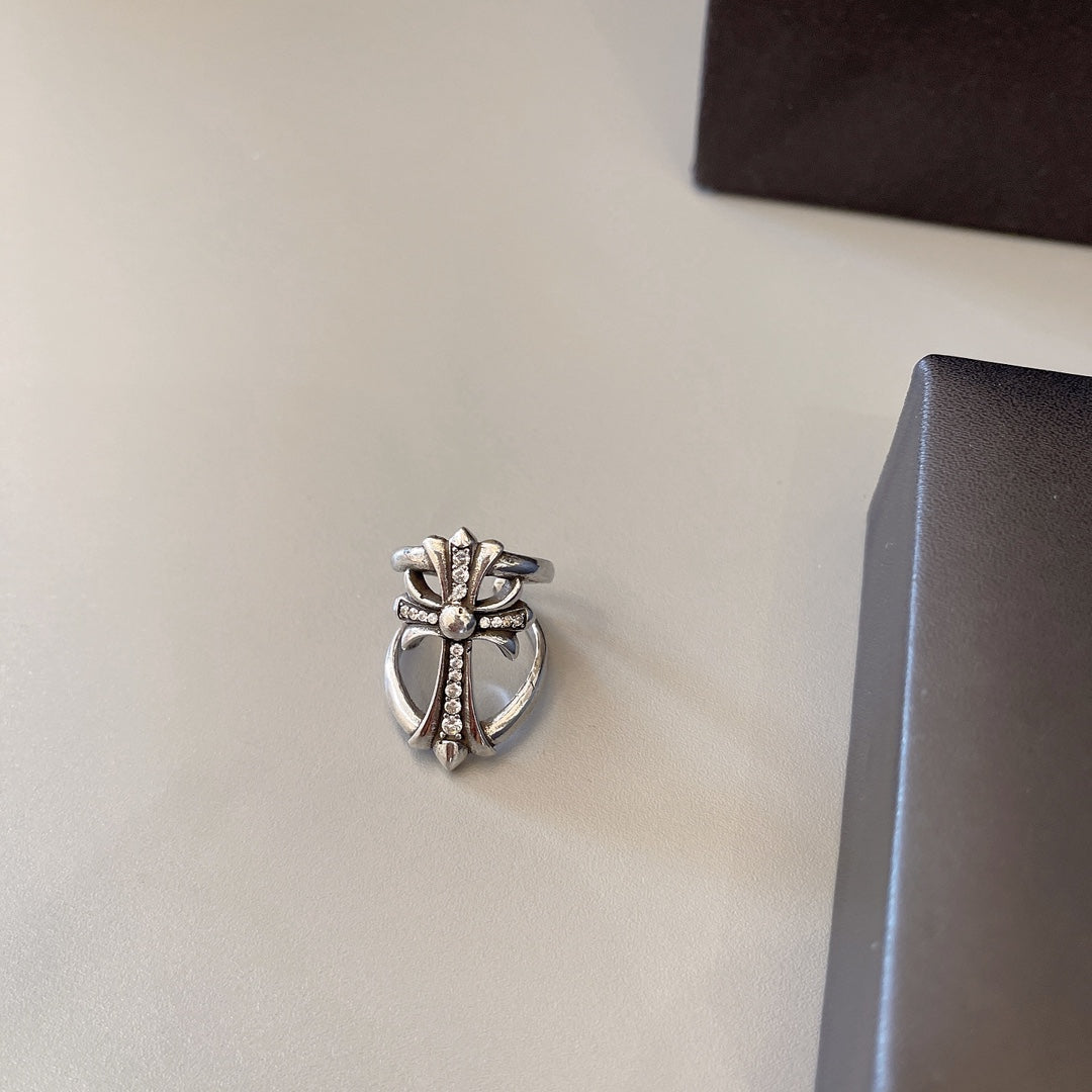 Gothic Emblem Statement Ring in Metal-Tone – Design 03 front product view