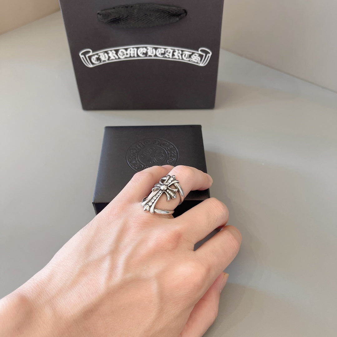 Gothic Emblem Statement Ring in Metal-Tone – Design 03 side detail