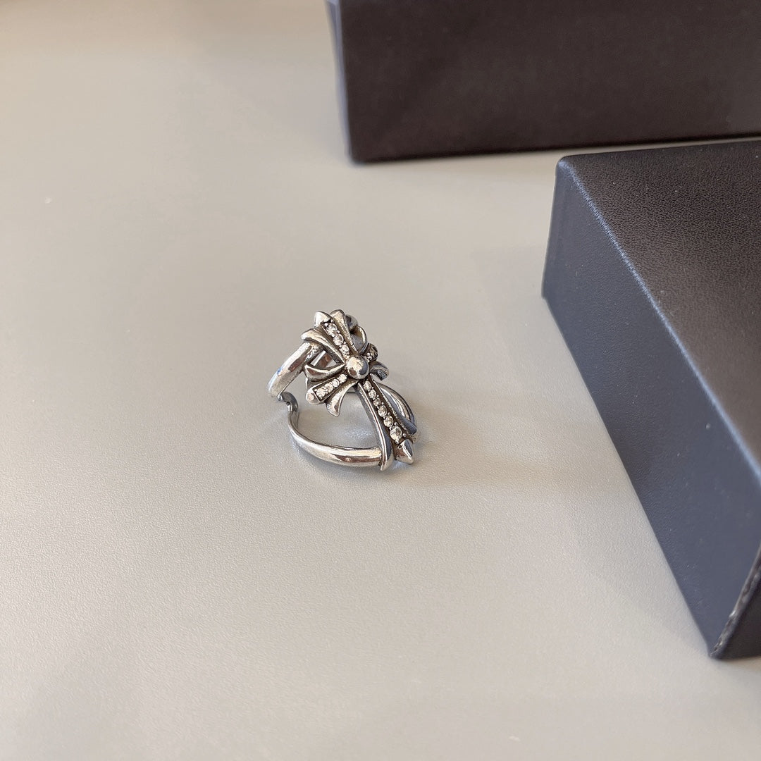 Gothic Emblem Statement Ring in Metal-Tone – Design 03 styled product view