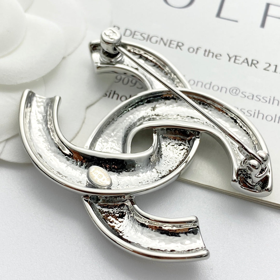 Double-C Emblem Brooch in Silver-Tone – Design 004 main product view
