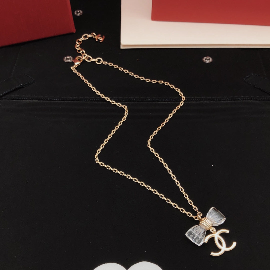 Bow Pendant Necklace in Gold-Tone – Design 006 main product view