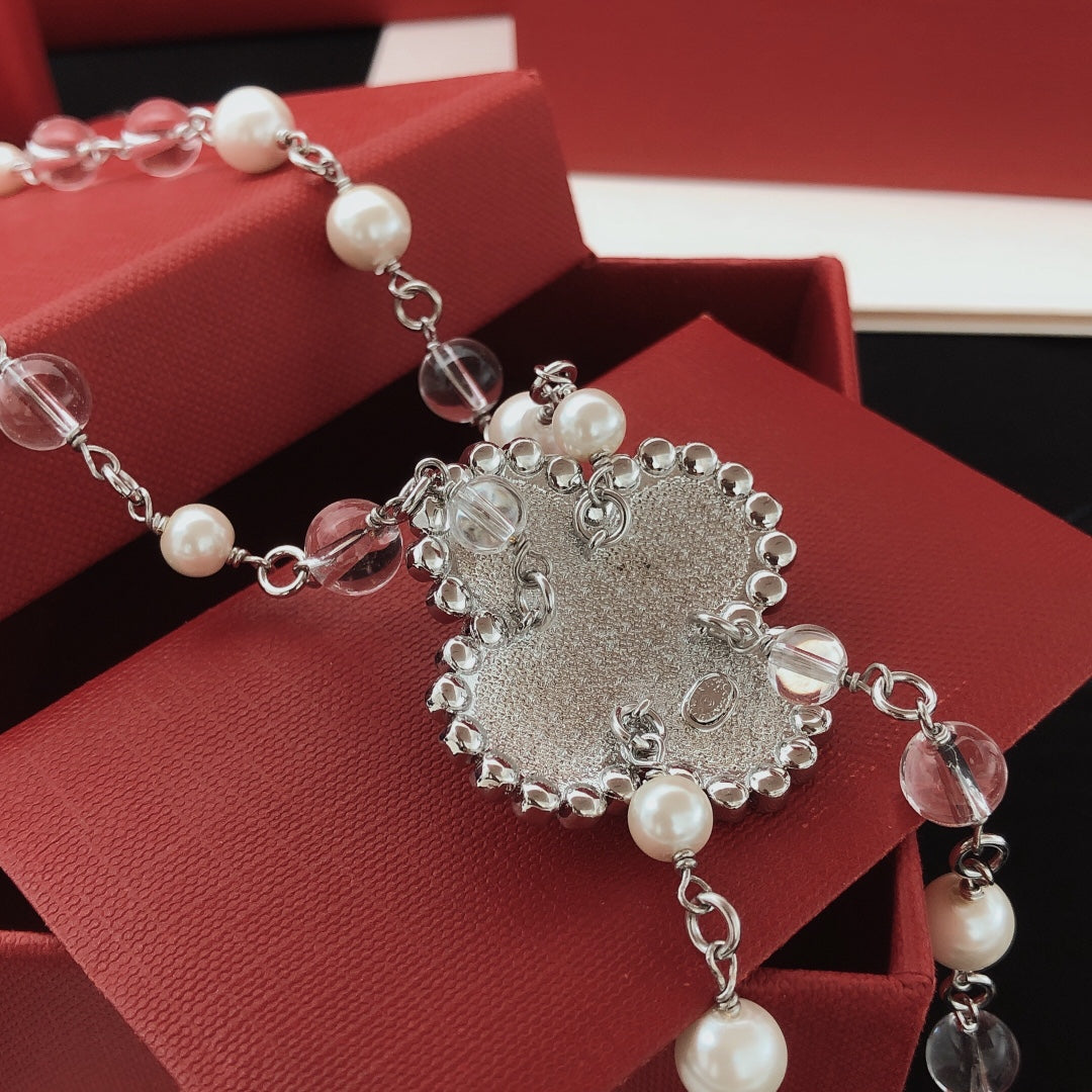 Camellia Pearl-Detail Pendant Necklace – Pearl Detail – Design 004 side detail