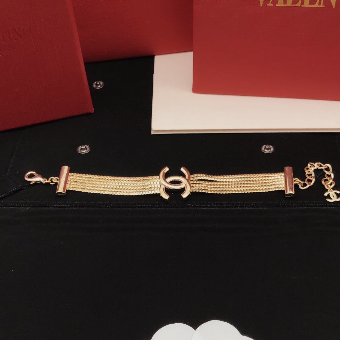 Signature Emblem Bracelet in Gold-Tone – Design 009 front product view