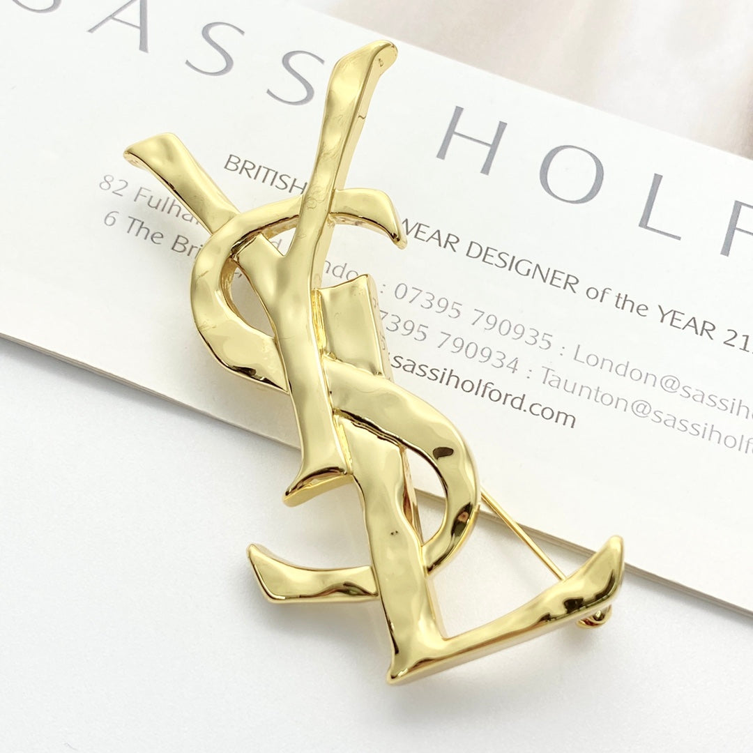 Geometric Emblem Brooch in Polished Metal-Tone – Design 012 main product view