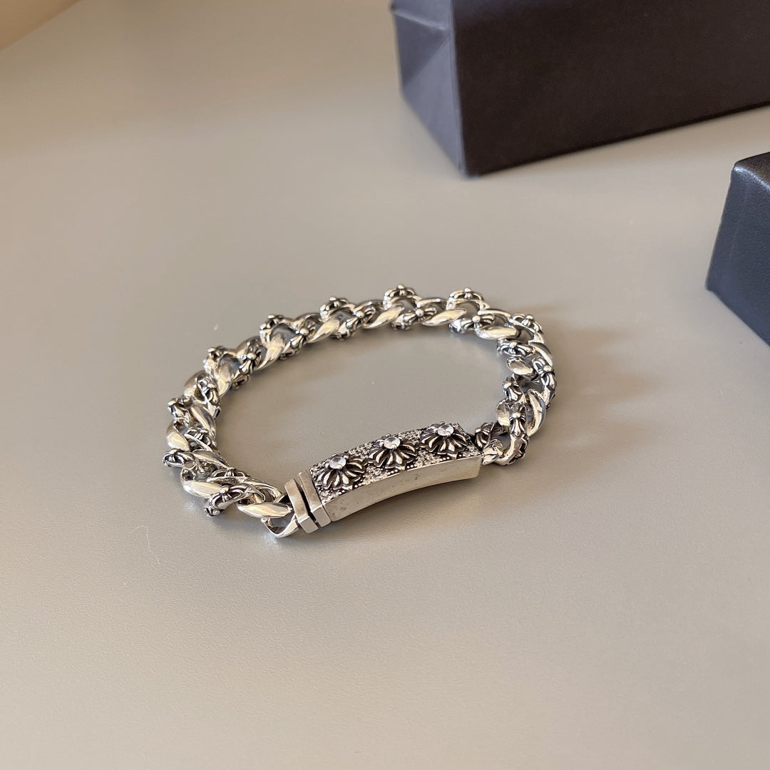 Gothic Emblem Statement Bracelet in Metal-Tone – Design 05 detail view