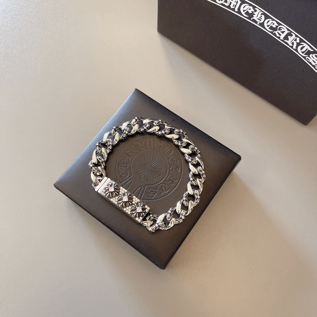 Gothic Emblem Statement Bracelet in Metal-Tone – Design 05 front product view