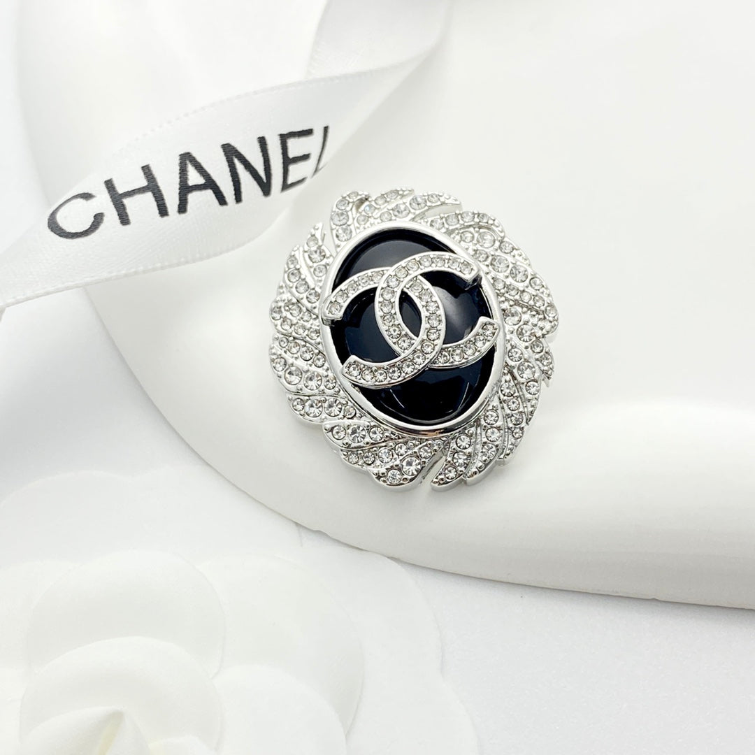 Signature Emblem Brooch in Black-Tone main product view