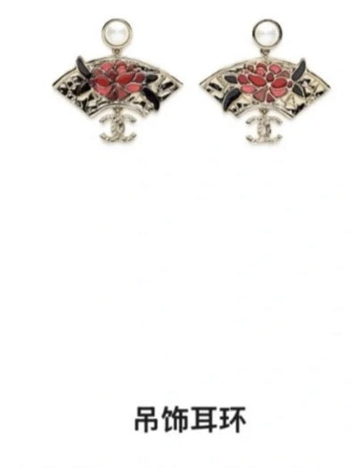 Double-C Emblem Statement Earrings in Polished Metal-Tone – Design 052 main product view