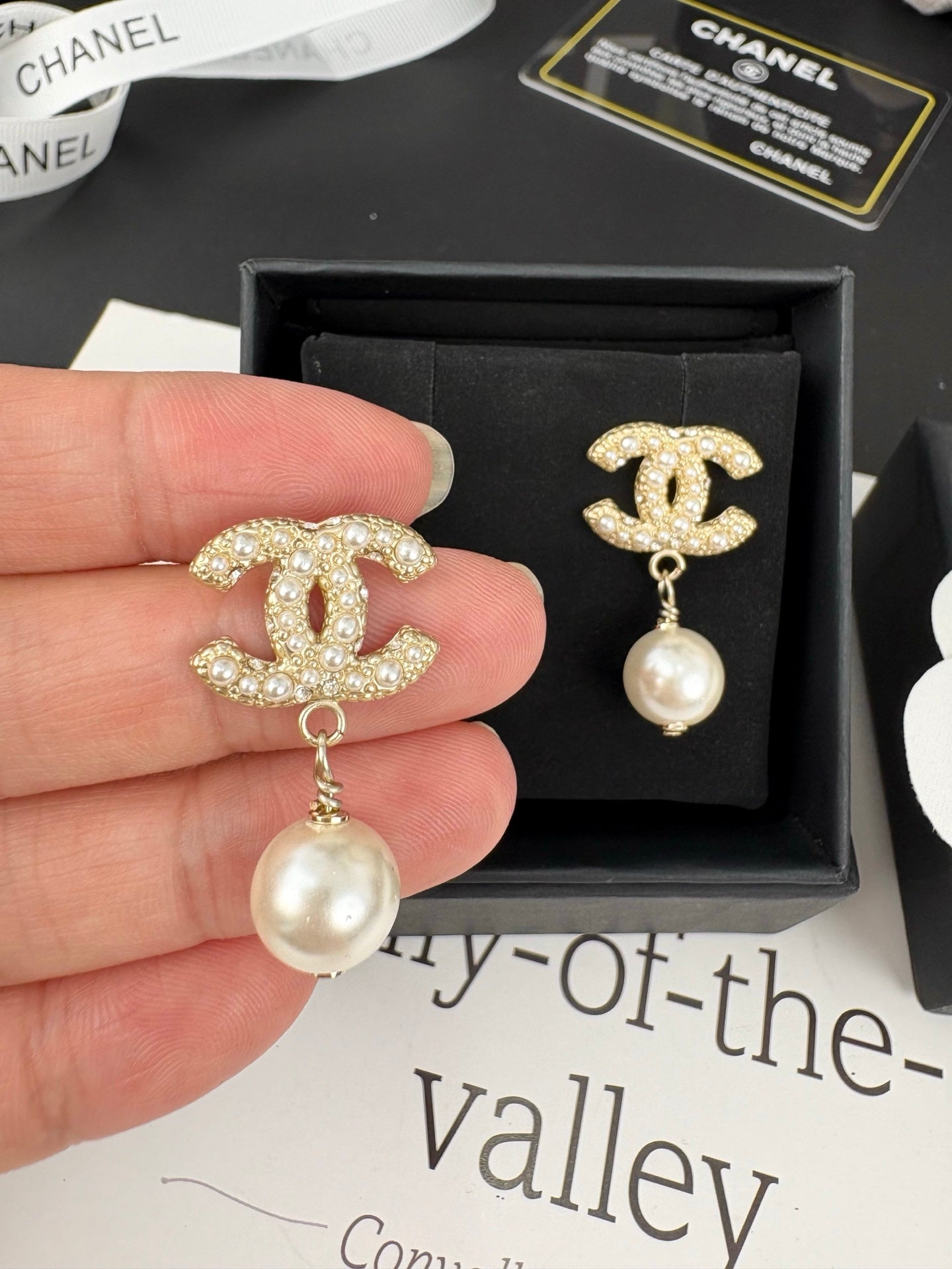 Double-C Emblem Statement Earrings in Polished Metal-Tone – Design 038 front product view