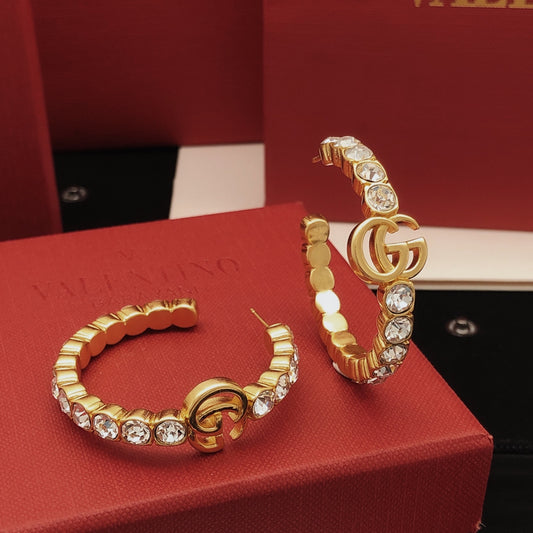 Geometric Emblem Statement Earrings in Gold-Tone – Design 005 main product view