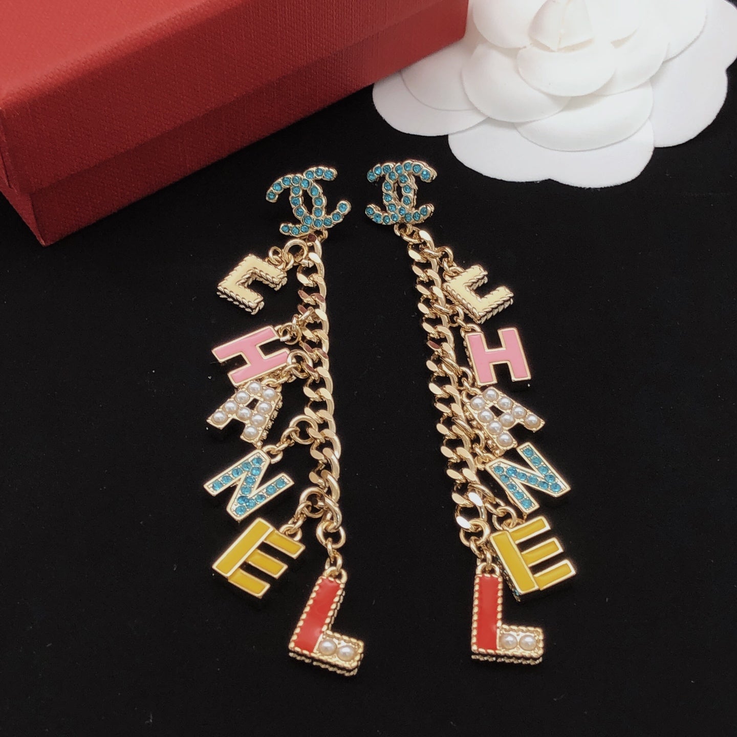 Signature Emblem Stud Earrings in Gold-Tone – Design 036 main product view