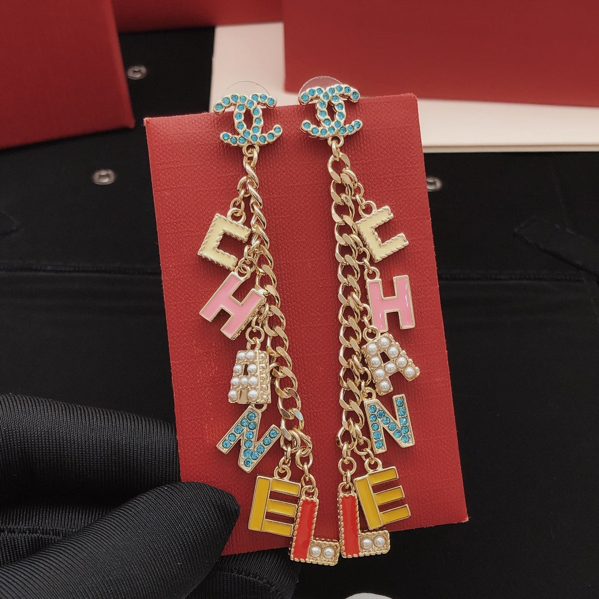 Signature Emblem Stud Earrings in Gold-Tone – Design 036 main product view