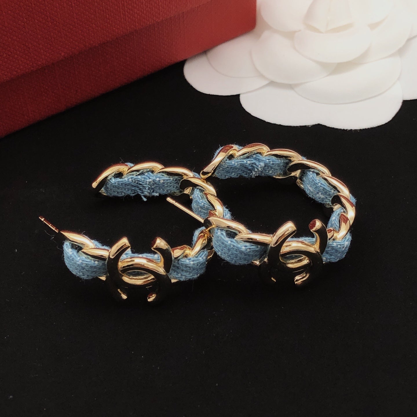 Signature Emblem Statement Earrings in Gold-Tone – Design 025 main product view
