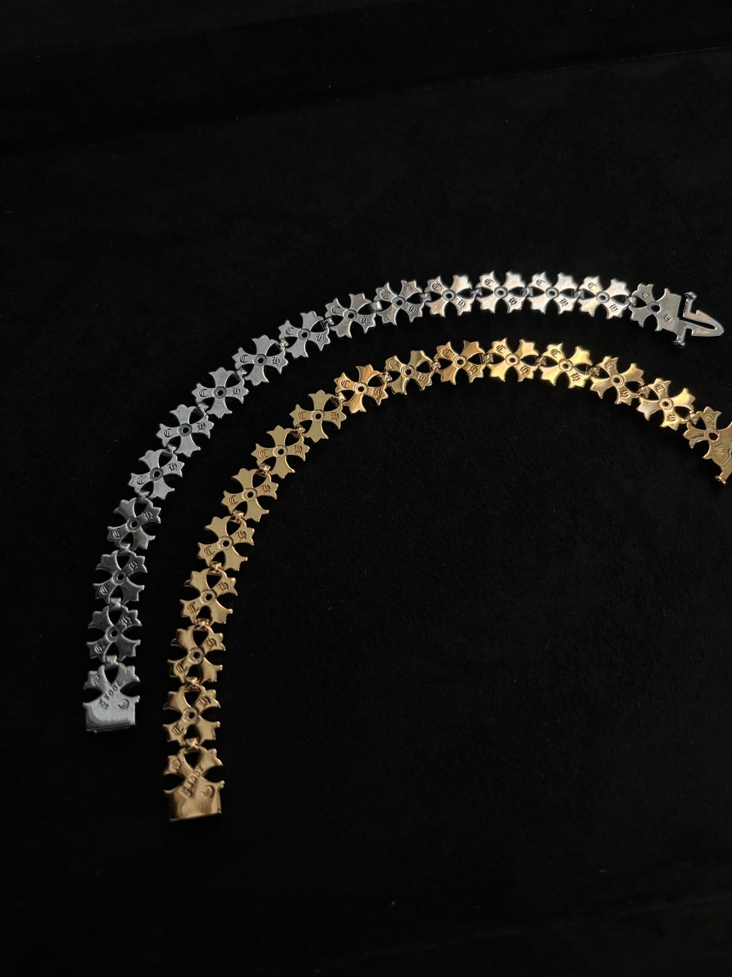 Floral Cross Statement Bracelet in Metal-Tone – Design 03 detail view