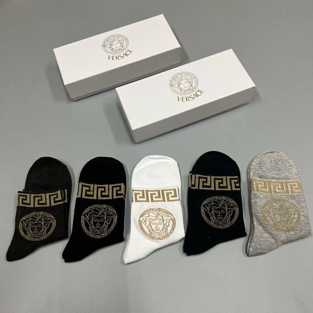 Versace Cotton Short Socks - 5-Pair Pack