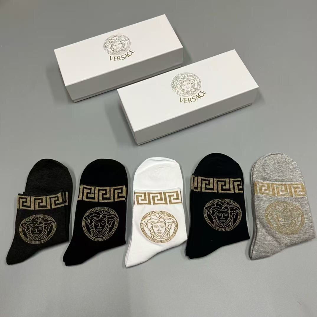 Versace Cotton Short Socks - 5-Pair Pack