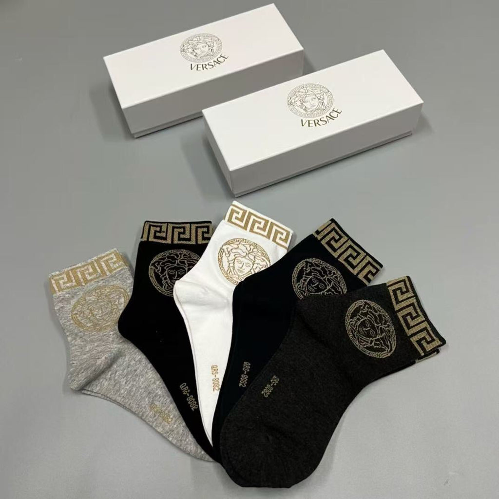 Versace Cotton Short Socks - 5-Pair Pack