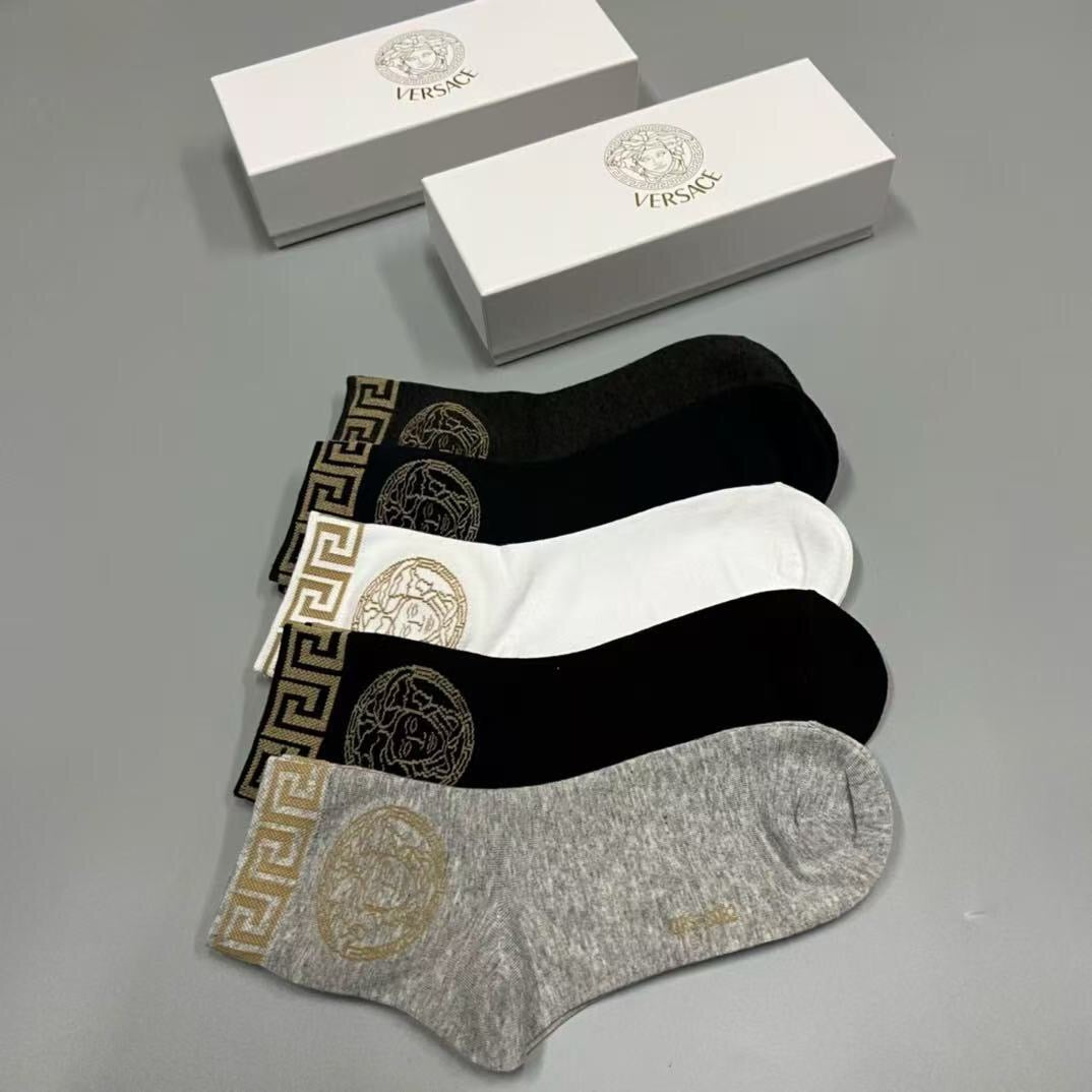 Versace Cotton Short Socks - 5-Pair Pack