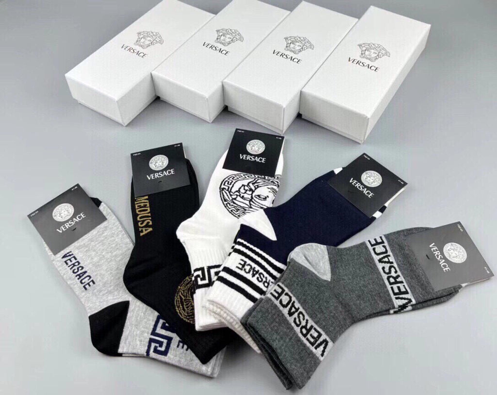 Versace Cotton Short Socks - 5-Pair Pack