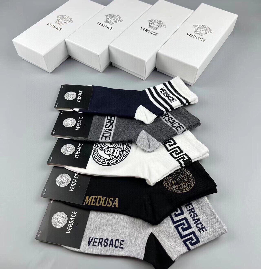 Versace Cotton Short Socks - 5-Pair Pack