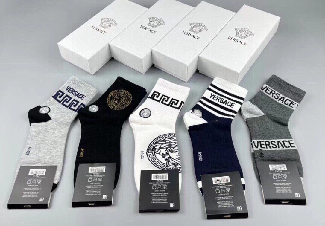 Versace Cotton Short Socks - 5-Pair Pack