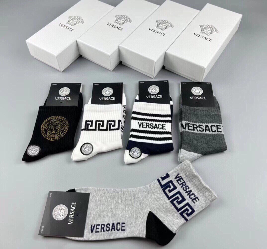 Versace Cotton Short Socks - 5-Pair Pack