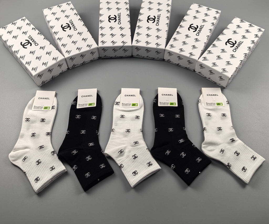 Chanel Cotton Short Socks - 5-Pair Pack
