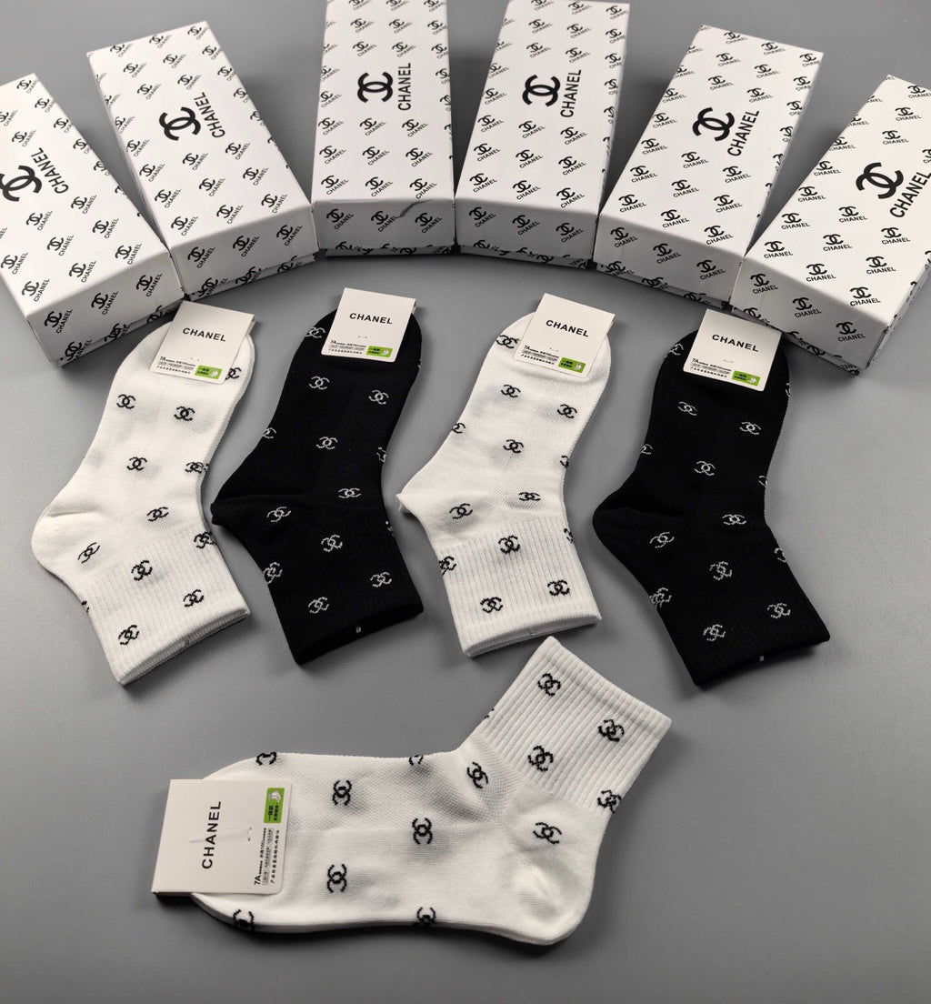 Chanel Cotton Short Socks - 5-Pair Pack