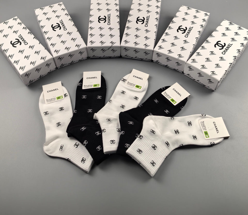 Chanel Cotton Short Socks - 5-Pair Pack