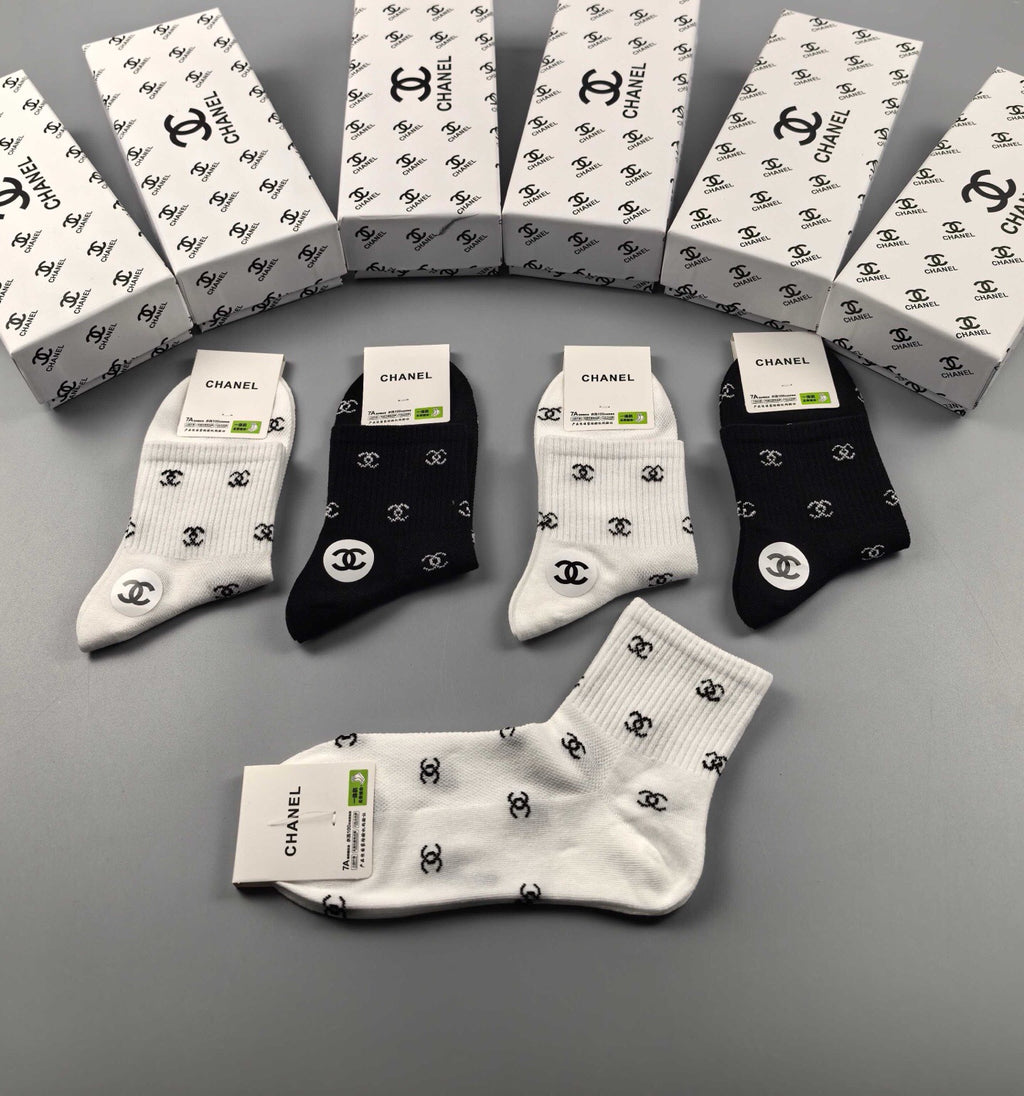 Chanel Cotton Short Socks - 5-Pair Pack