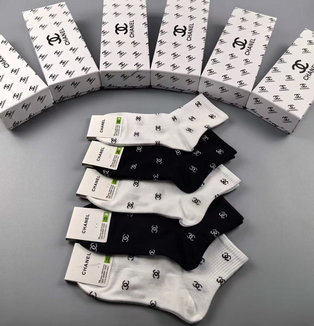 Chanel Cotton Short Socks - 5-Pair Pack