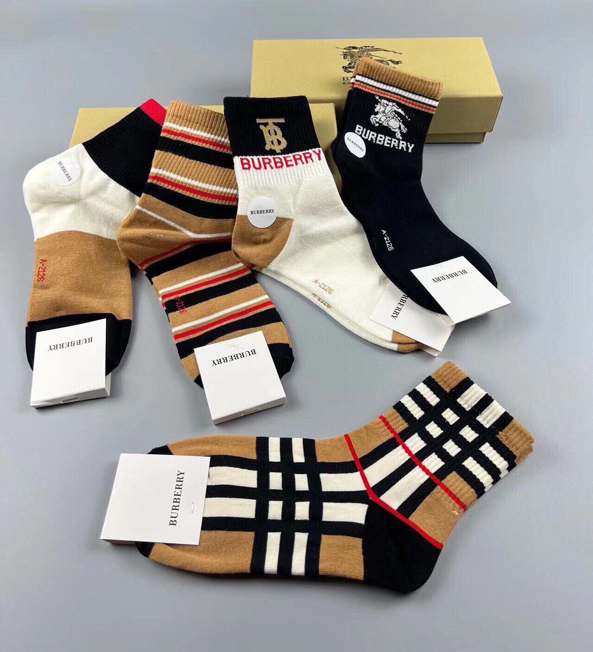 Burberry Crew Socks - 5-Pair Pack