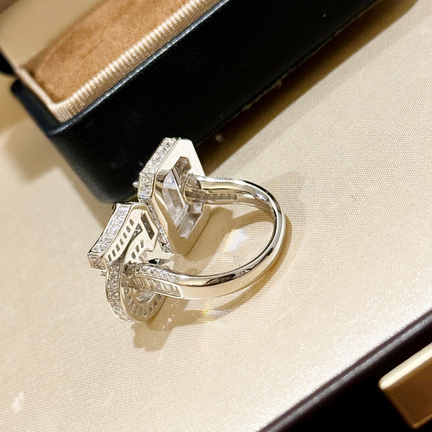 Signature Emblem Statement Ring in Polished Metal-Tone – Design 033 front product view