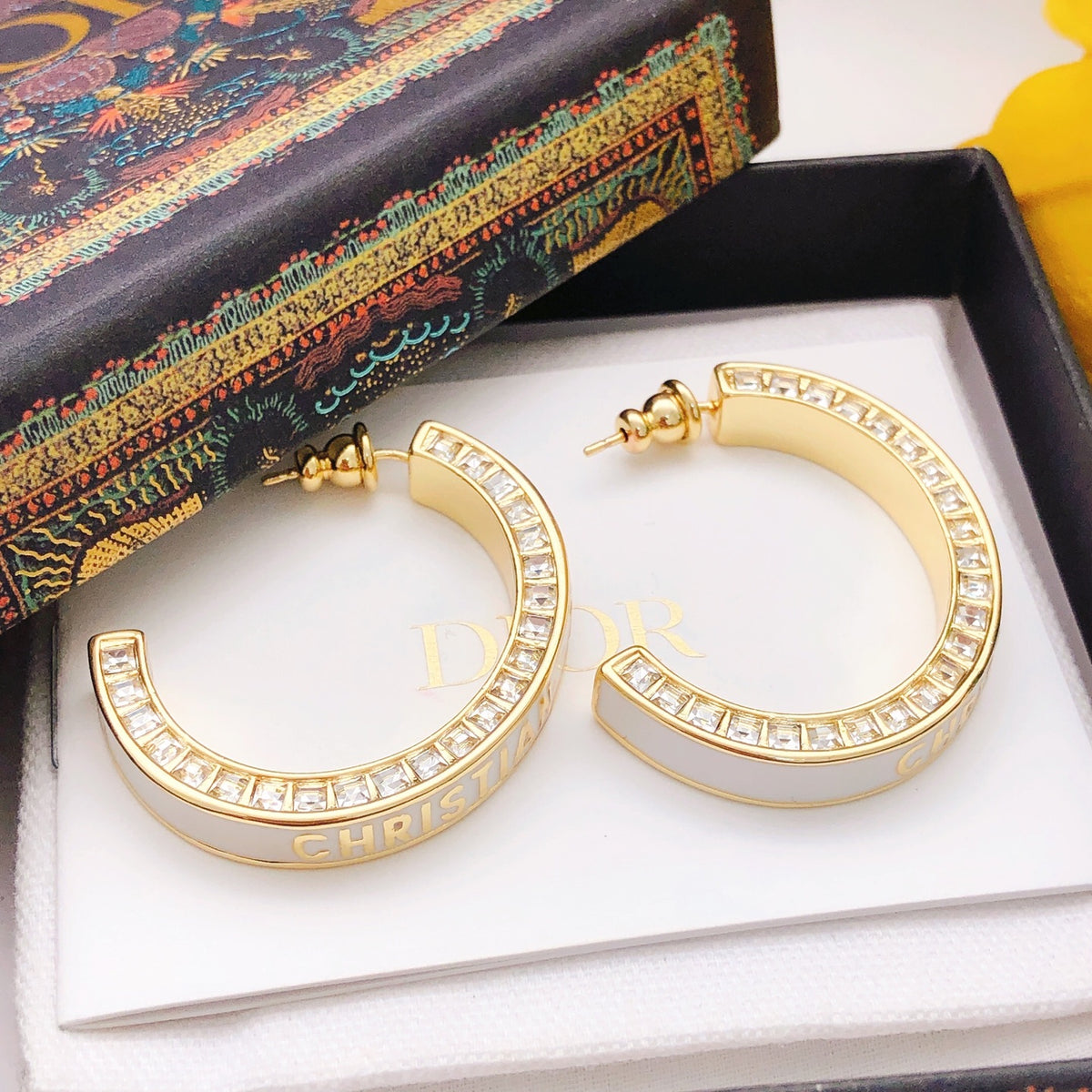 Sculptural Statement Earrings in Polished Metal-Tone with Crystal-Style Accents – Design 002 close-up detail