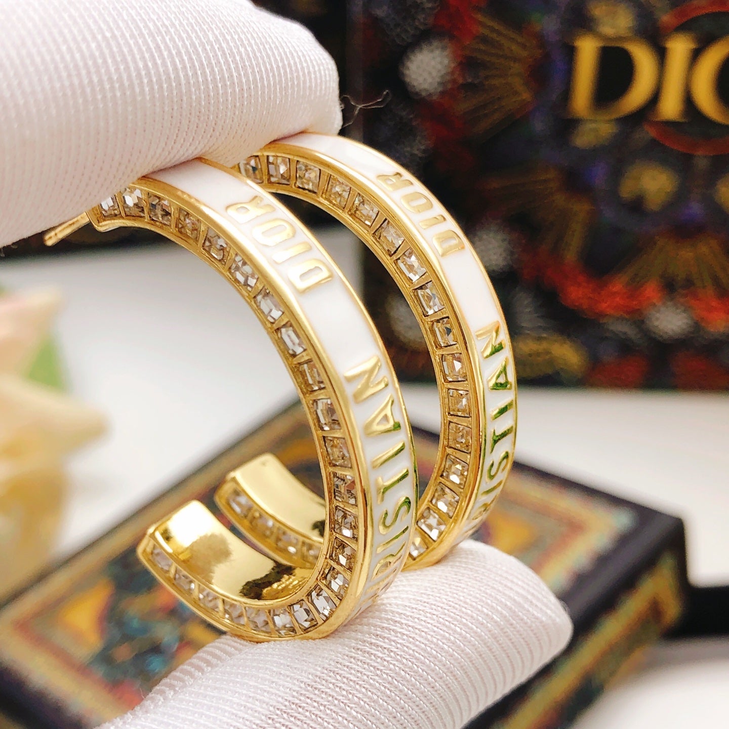 Sculptural Statement Earrings in Polished Metal-Tone with Crystal-Style Accents – Design 002 main product view