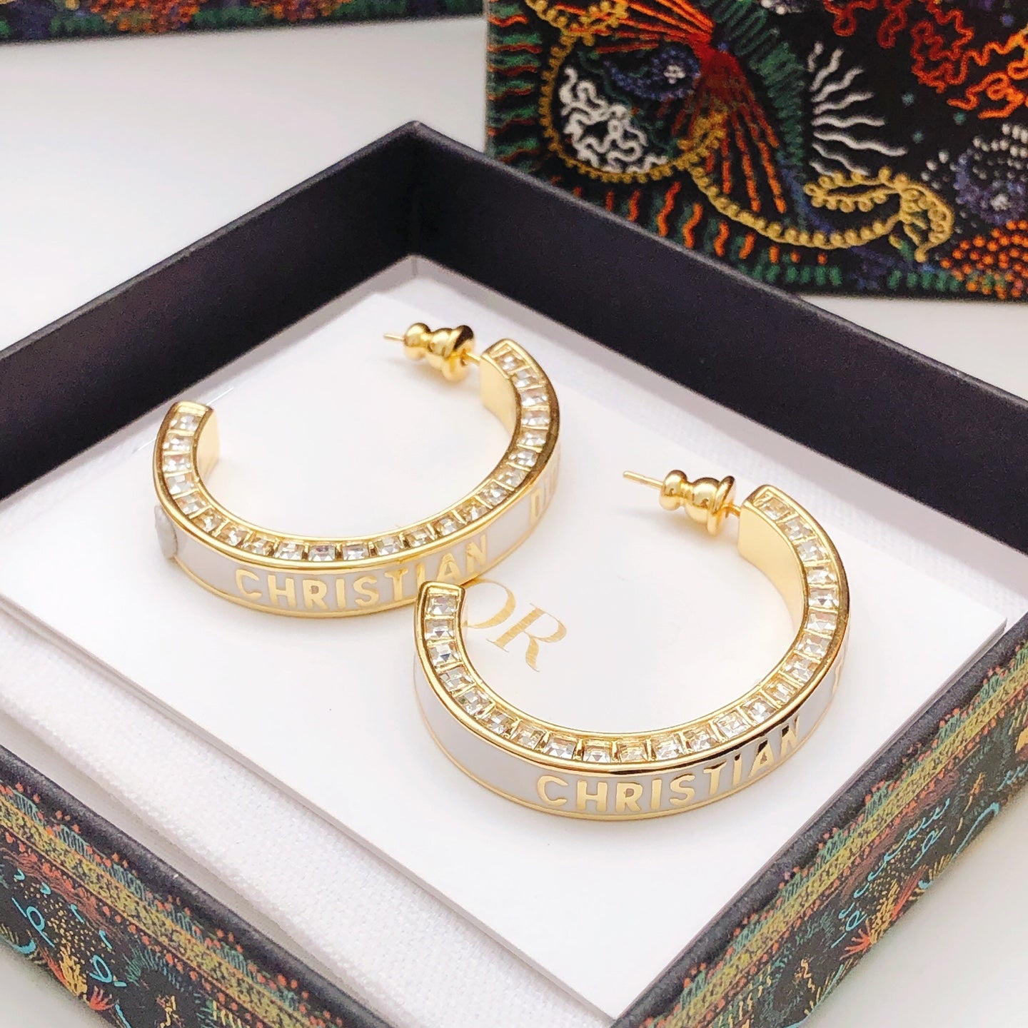 Sculptural Statement Earrings in Polished Metal-Tone with Crystal-Style Accents – Design 002 main product view