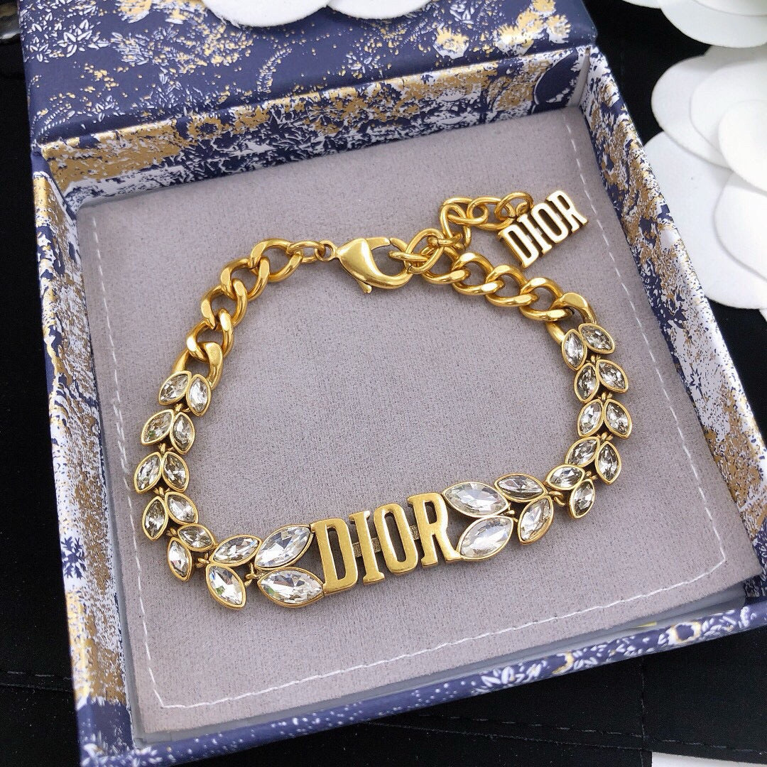 Sculptural Statement Bracelet in Polished Metal-Tone with Crystal-Style Accents side detail