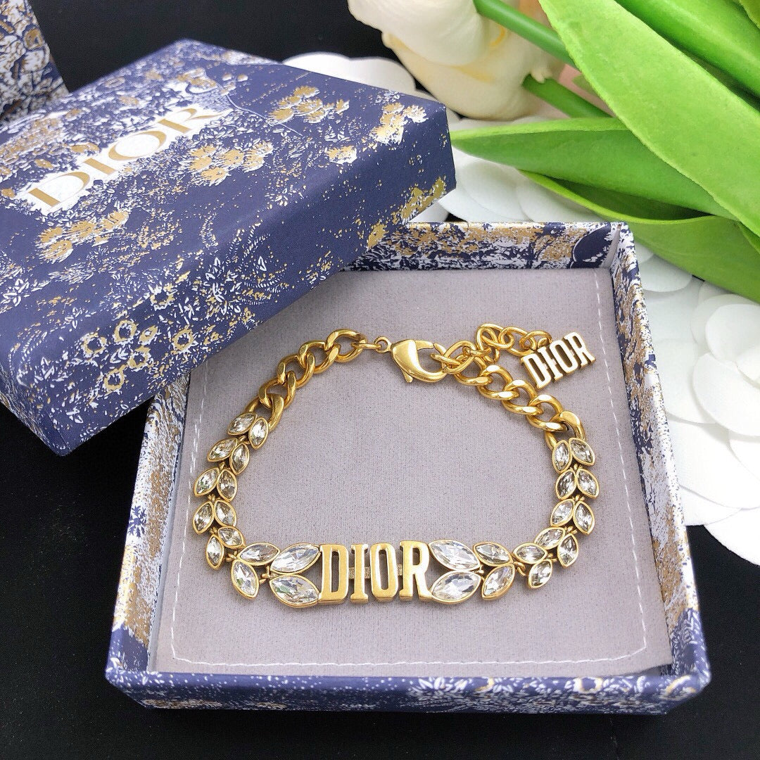 Sculptural Statement Bracelet in Polished Metal-Tone with Crystal-Style Accents styled view