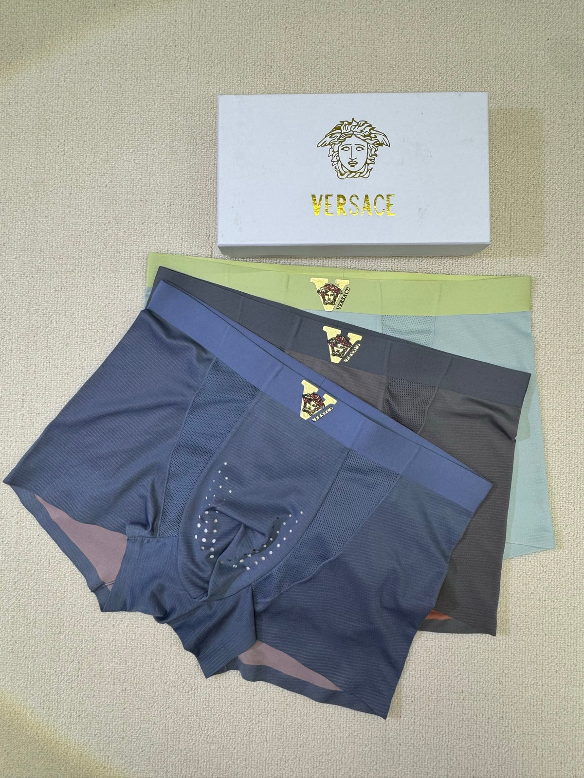 Versace Nylon Blend Men's Boxer Briefs - 3-Piece Box