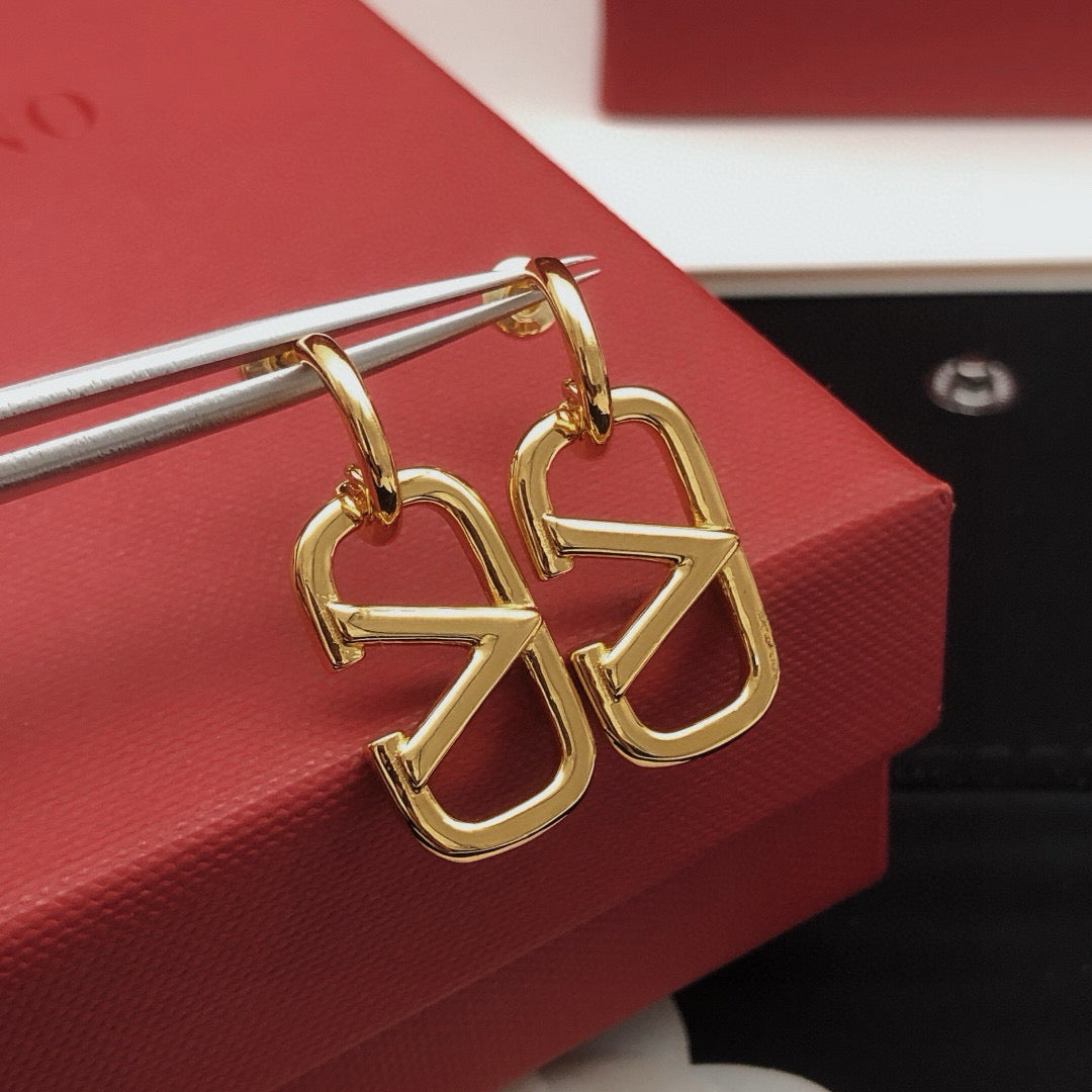 Signature Emblem Drop Earrings in Gold-Tone – Design 01 main product view