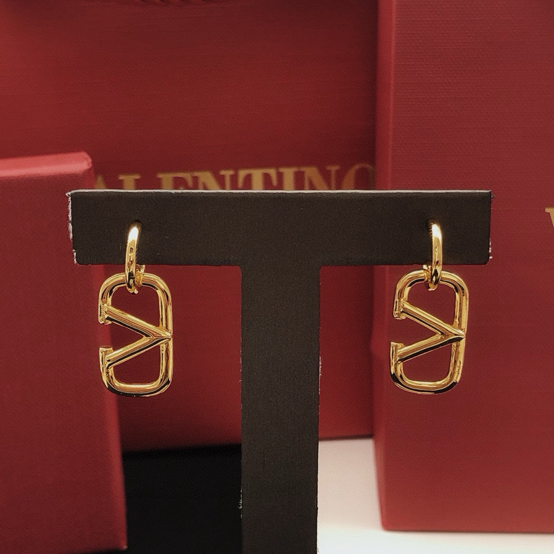 Signature Emblem Drop Earrings in Gold-Tone – Design 01 side detail